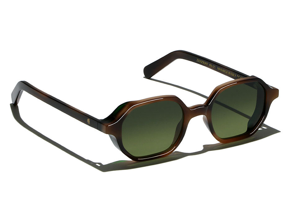 L.G.R for Only Classy - Zanzibar Carnet de Voyage Dark Havana / Green Bamboo, verres Green g15 Gradient - vue 1